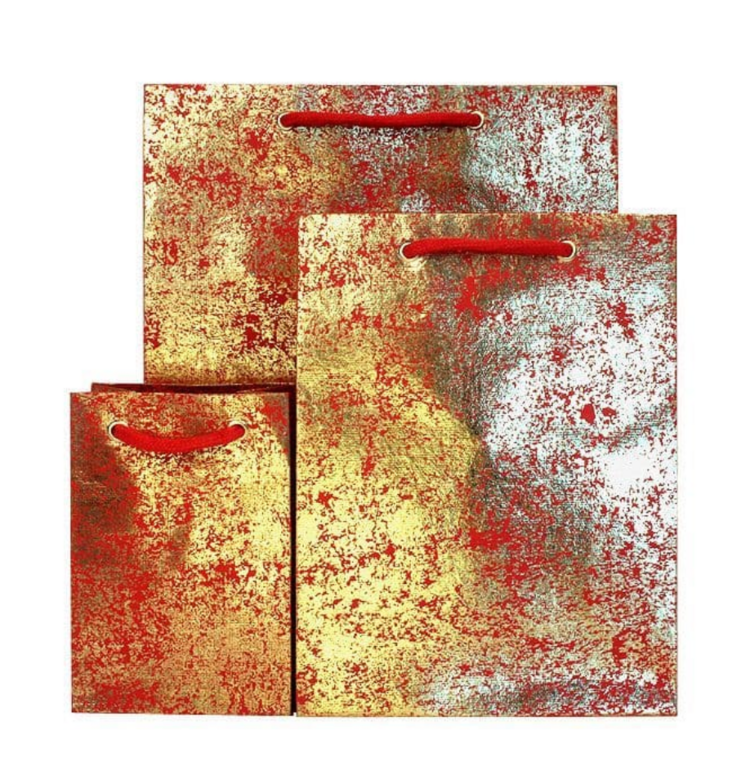 Vivid Wrap Ltd Red Gold Crush Small Gift Bag
