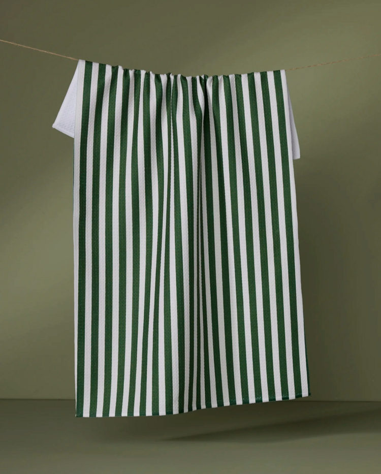 Geometry Ribbon Green Tea Towel