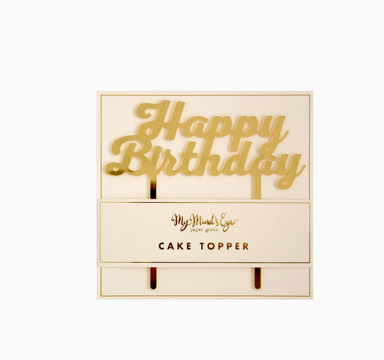 My Mind's Eye Basic Gold Happy Birthday Cake Topper