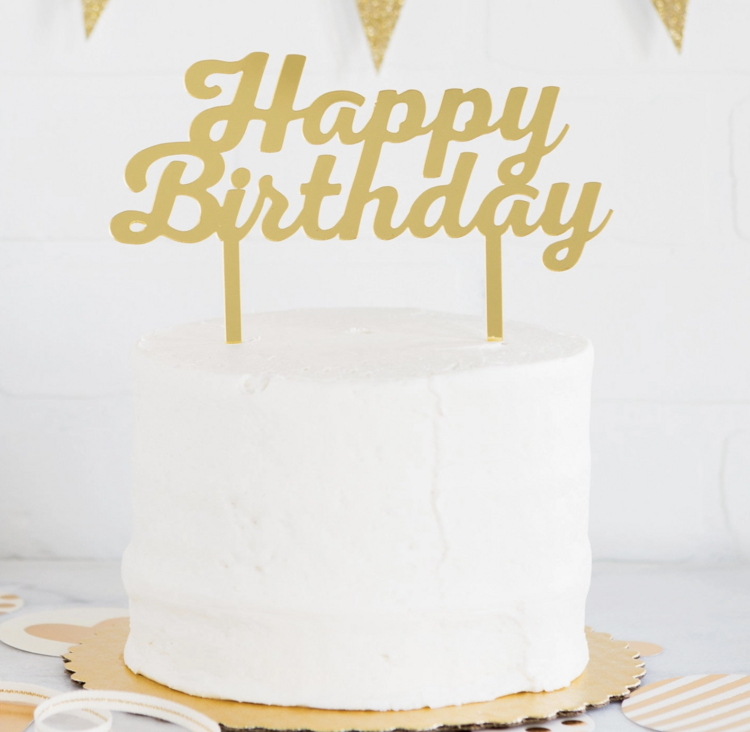My Mind's Eye Basic Gold Happy Birthday Cake Topper
