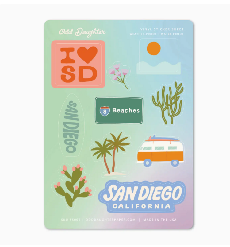 Odd Daughter Paper Co. San Diego Sticker Sheet