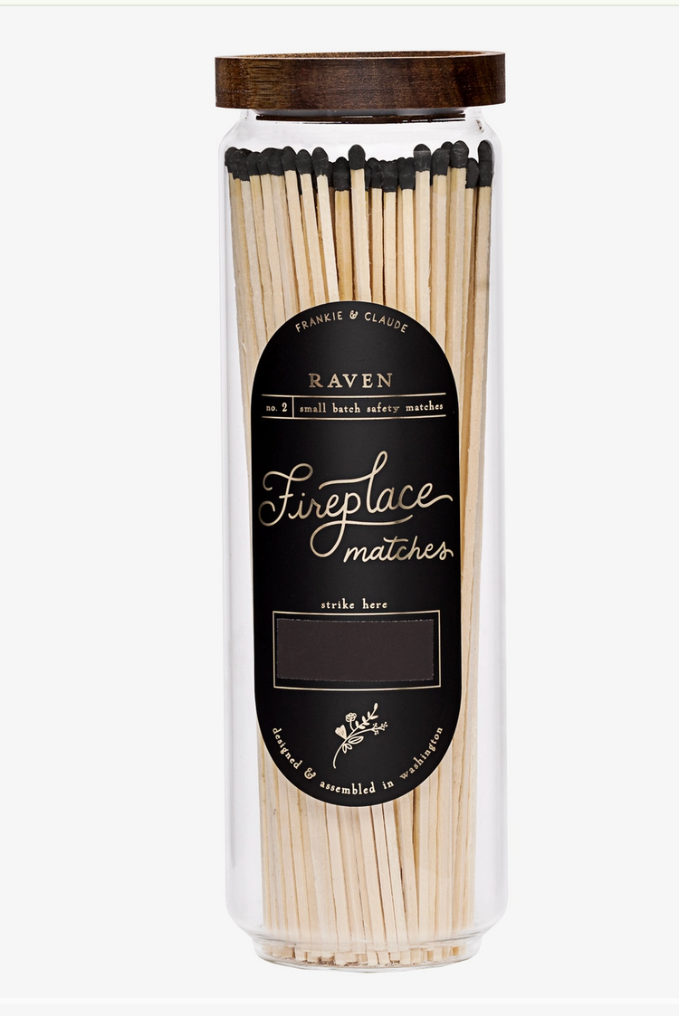 Frankie & Claude Black Fireplace Matches in Wood