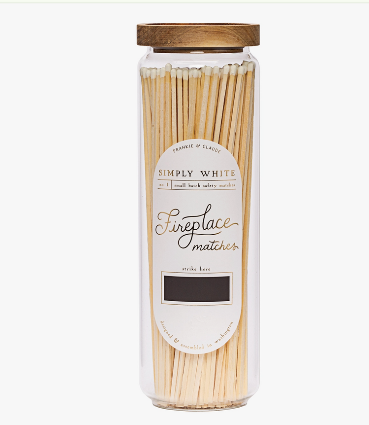 Frankie & Claude White Fireplace Matches in Wood