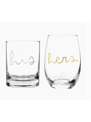 Santa Barbara Design Studio His/Hers Stemless Wine Glassware Set