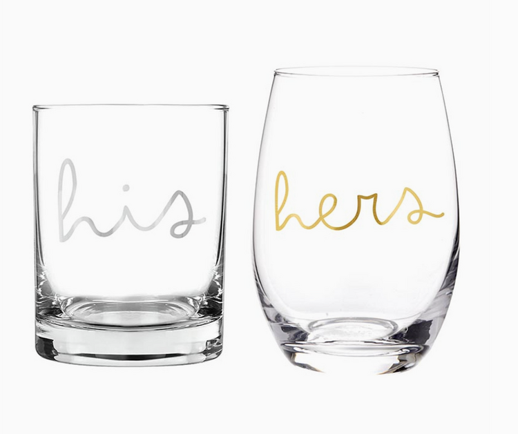 Santa Barbara Design Studio His/Hers Stemless Wine Glassware Set