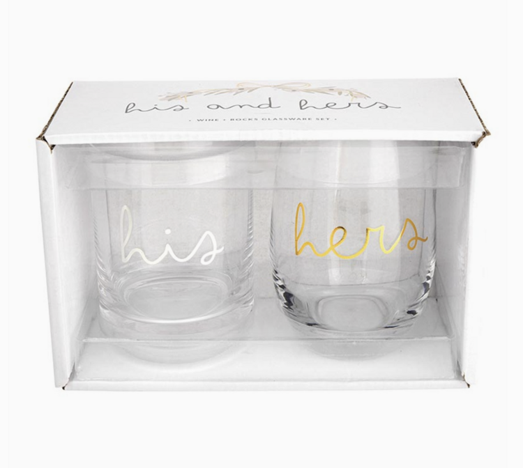 Santa Barbara Design Studio His/Hers Stemless Wine Glassware Set