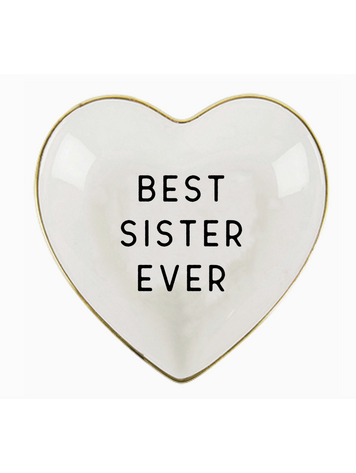 soiree-sisters Ceramic Heart Trinket Tray | Best Sister Ever