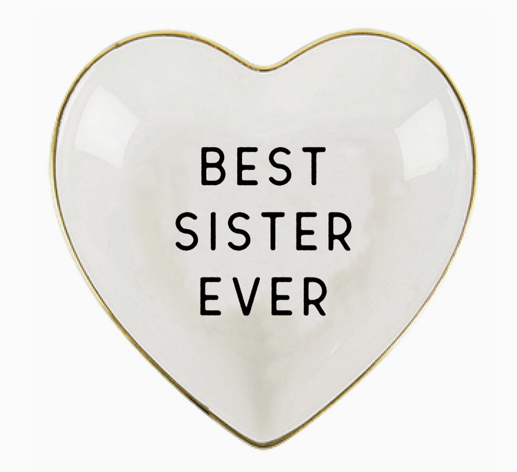 soiree-sisters Ceramic Heart Trinket Tray | Best Sister Ever