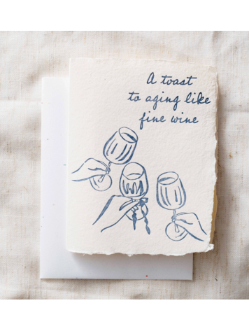 Paper Baristas Toasting To A Fine Wine Birthday