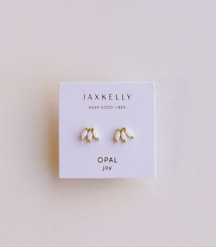 JaxKelly Opal Crown Stud, White