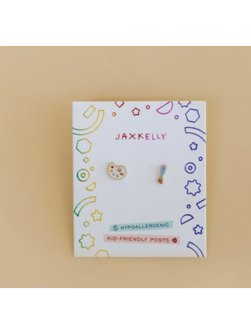 JaxKelly Artist Palette Enamel Flat Back Earrings