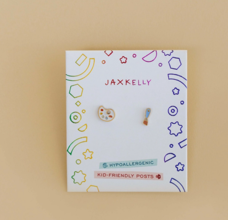 JaxKelly Artist Palette Enamel Flat Back Earrings