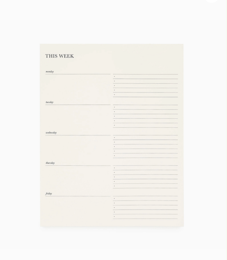 Sugar Paper Cream Weekly Pad