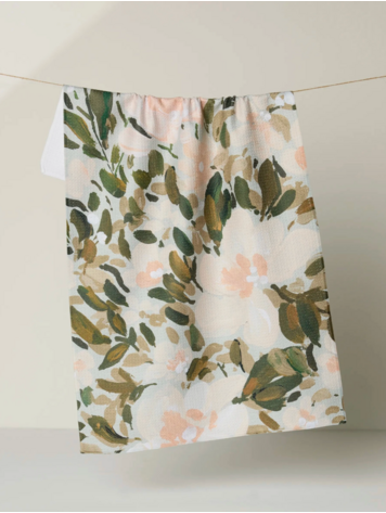 Geometry Painted Blossoms Tea Towel