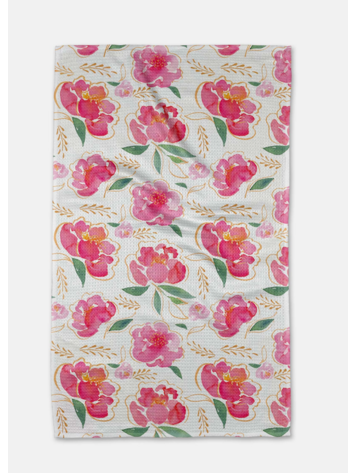Geometry Pink Peony Tea Towel