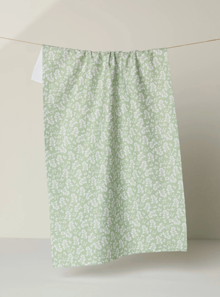 Geometry Sage Garden Tea Towel