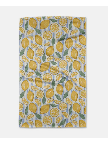 Geometry Sour Lemon Stripes Tea Towel