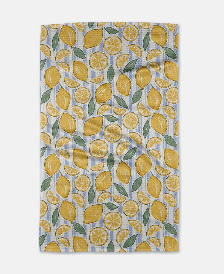 Geometry Sour Lemon Stripes Tea Towel