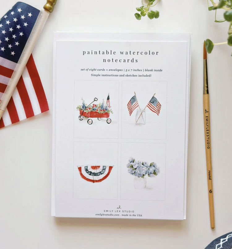 emily lex studio Americana Paintable Watercolor Notecard