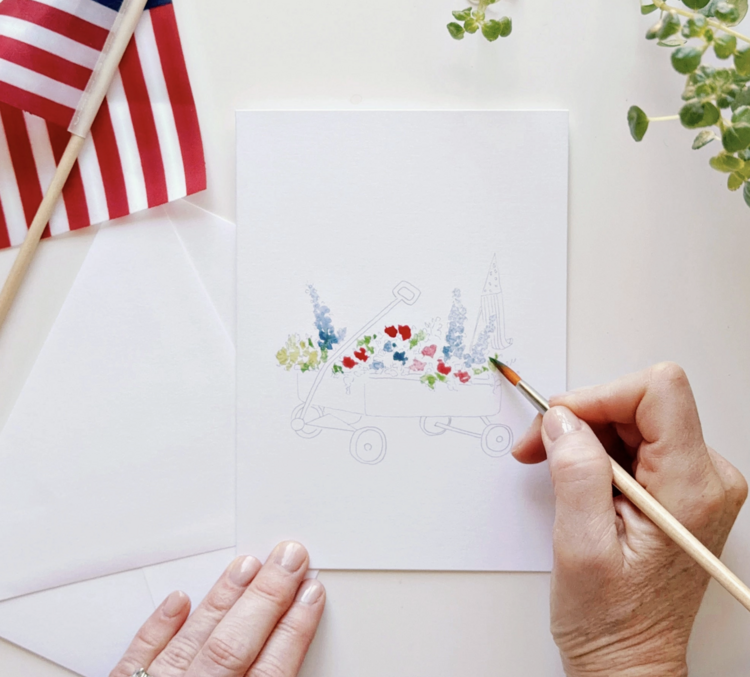 emily lex studio Americana Paintable Watercolor Notecard
