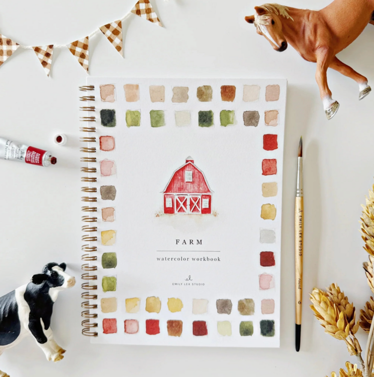 emily lex studio Farm Watercolor Workbook