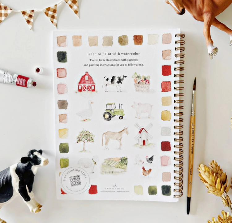 emily lex studio Farm Watercolor Workbook