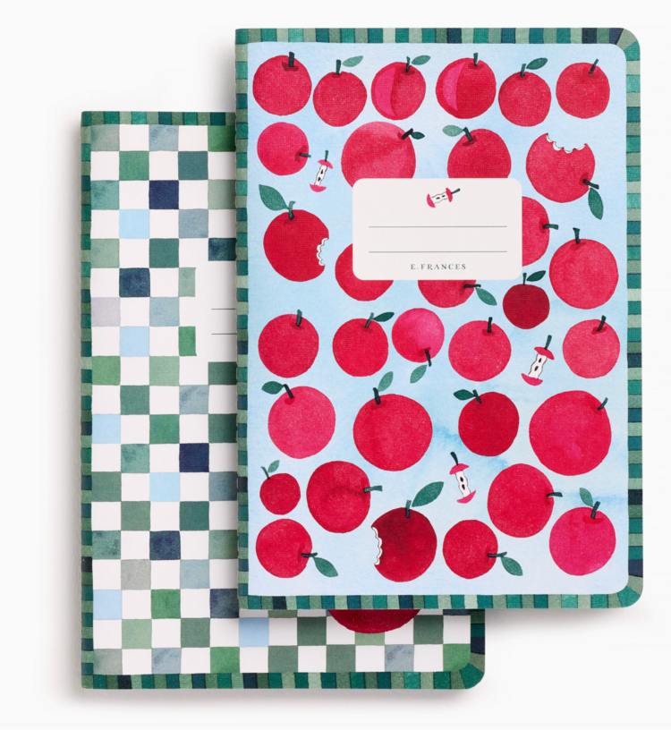 E. Frances Paper Studio Apple A Day Set of Two Stitched Notebooks