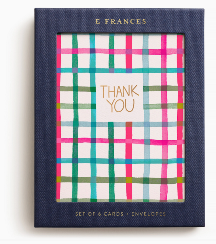 E. Frances Paper Studio Happy Plaid Thank You Boxed Card Set