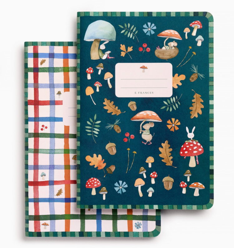 E. Frances Paper Studio Through the Woods Set of Two Stitched Notebooks Journals