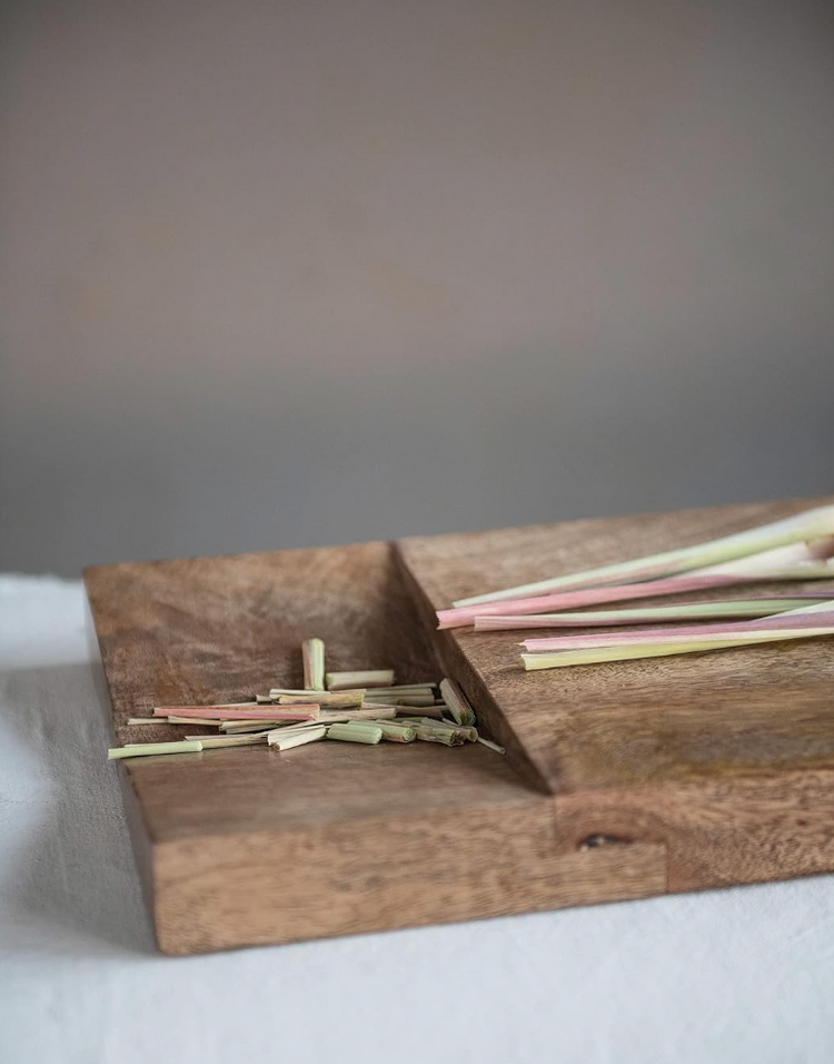 Creative Co-Op Mango Wood Cutting Board with Catch All Area