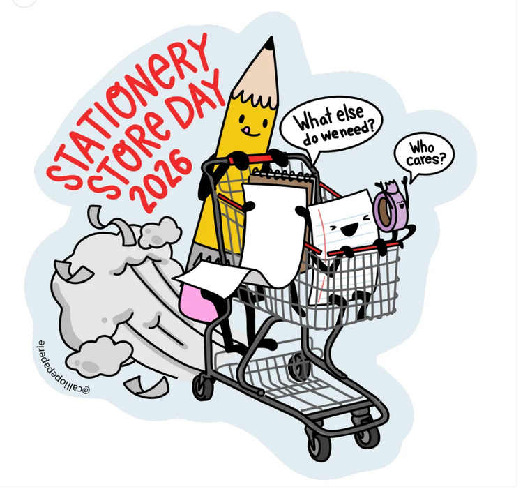 Stationery Store Day The Paper People Go Shopping Vinyl Sticker