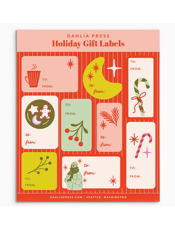 Dahlia Press Holiday Gift Labels 4, Sticker Tag Sheets