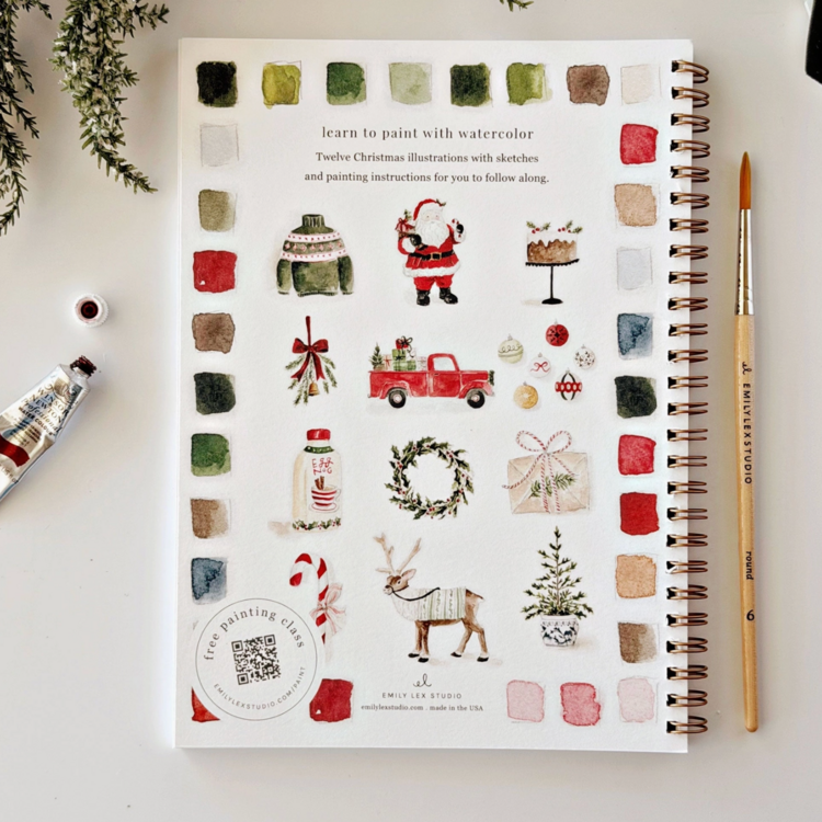 emily lex studio Christmas Watercolor Workbook