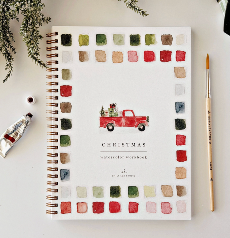emily lex studio Christmas Watercolor Workbook