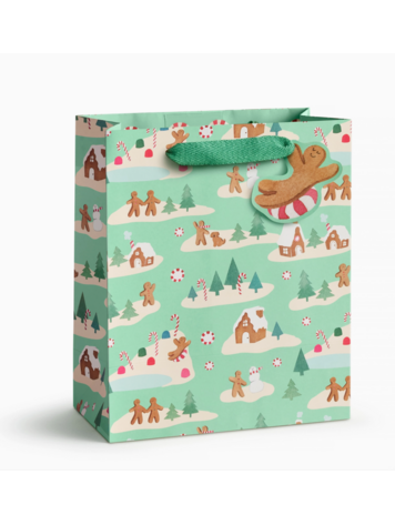 E. Frances Paper Studio Mint Gingerbread Village Bag, Medium