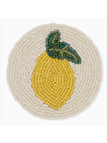 Design Imports Lemon Beaded Coasters Set of 4