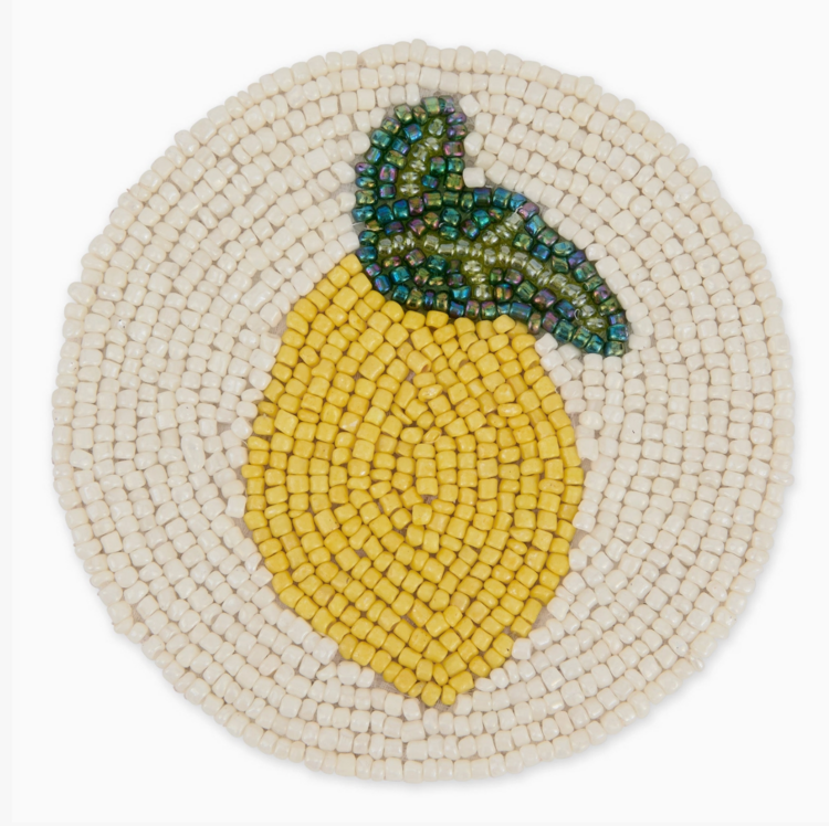 Design Imports Lemon Beaded Coasters Set of 4