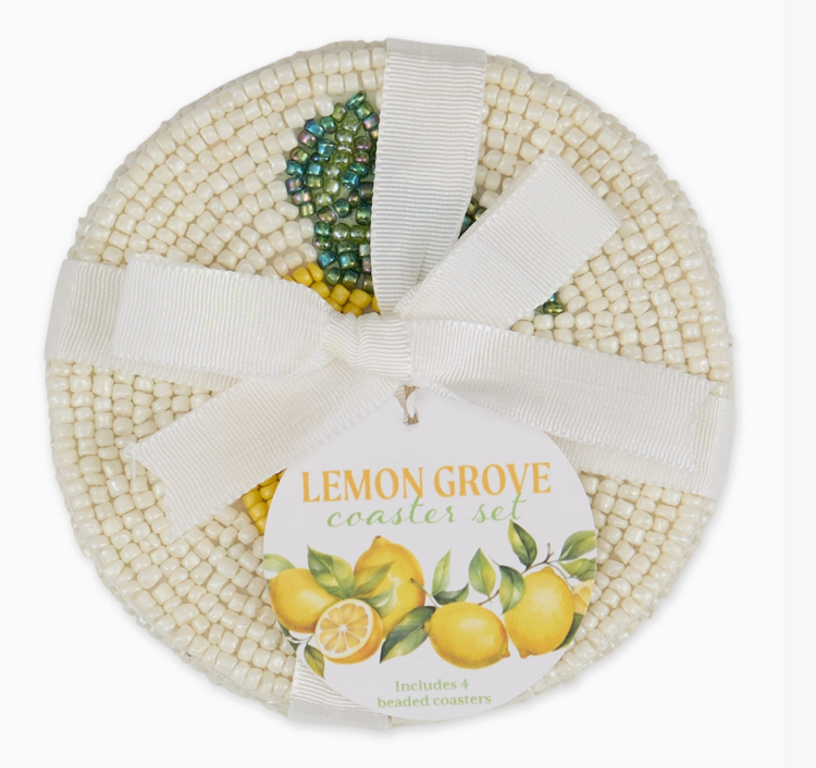 Design Imports Lemon Beaded Coasters Set of 4