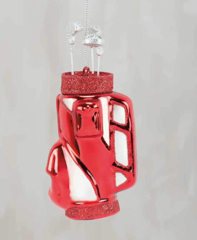 Primitives by Kathy Golf Bag Glass Ornament