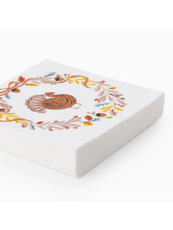 Bonjour Fête Fall Foliage Turkey Cocktail Napkins