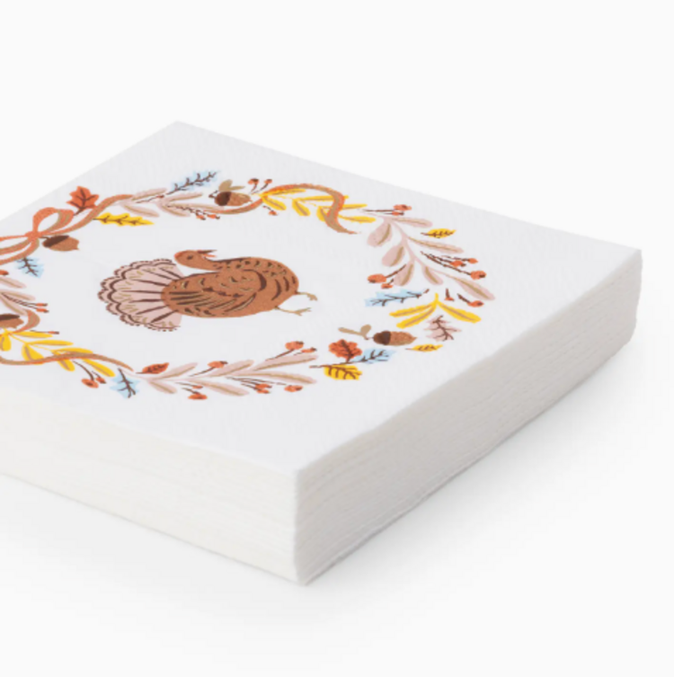 Bonjour Fête Fall Foliage Turkey Cocktail Napkins