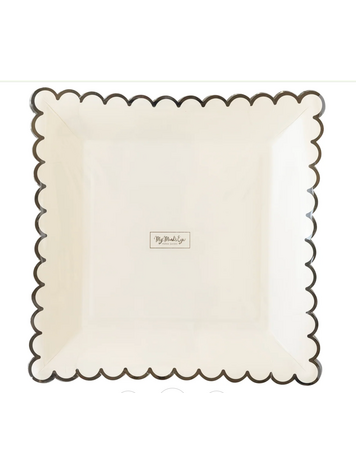 My Mind's Eye Ephemera Halloween White with Black Edge Scallop Plate