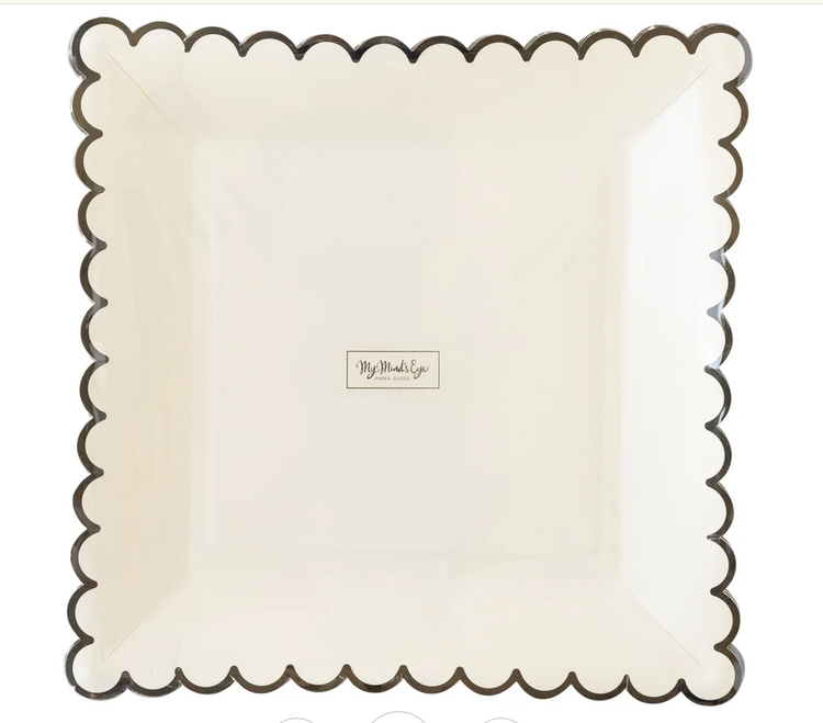My Mind's Eye Ephemera Halloween White with Black Edge Scallop Plate