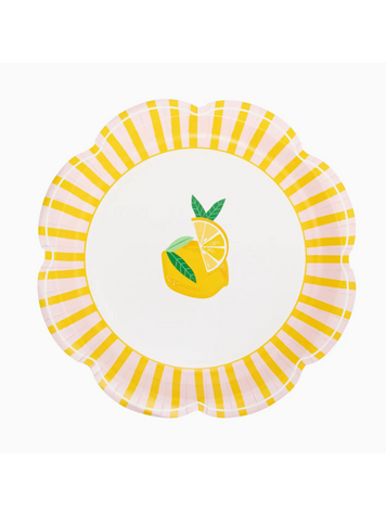 My Mind's Eye Yellow & Pink Striped Scallops Plate