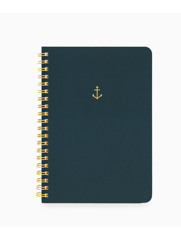Sugar Paper Mini Spiral Notebook, Navy Anchor