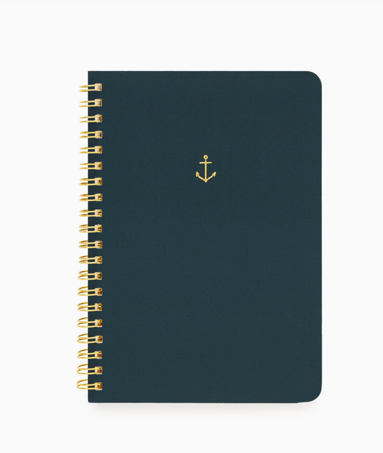 Sugar Paper Mini Spiral Notebook, Navy Anchor