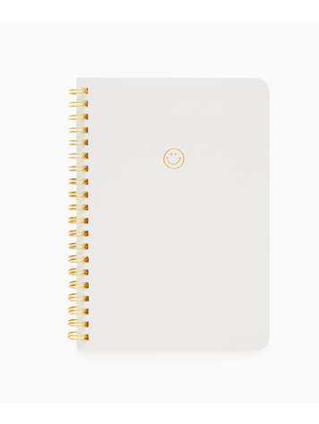 Sugar Paper Mini Spiral Notebook, White Smiley