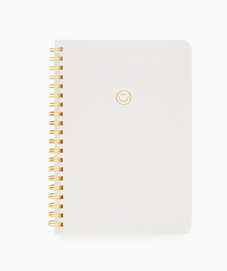 Sugar Paper Mini Spiral Notebook, White Smiley