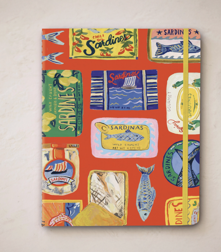 Seedlings Blue Sardine Tins Sewn Trio Notebook Set