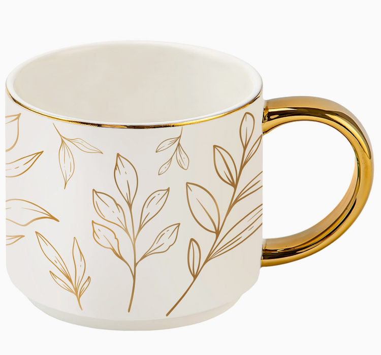 Sweet Water Decor Gold Leaves Coffee Mug
